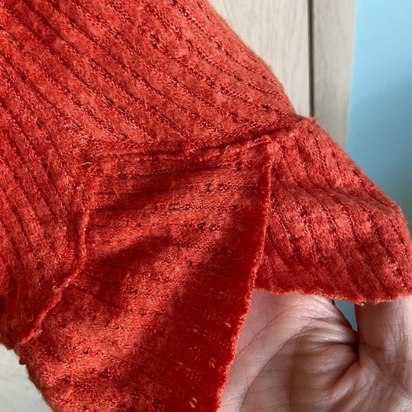 Anthropologie Maeve Addie Ruffled Hacci Pullover Sweater Pumpkin Spice Small - Picture 12 of 12